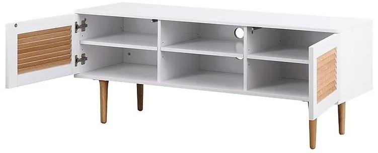 Τραπέζι Tv Riverton 585, Ανοιχτό χρώμα ξύλου, Άσπρο, Ο αριθμός των θυρών: 2, 130x51x40cm | Epipla1.gr