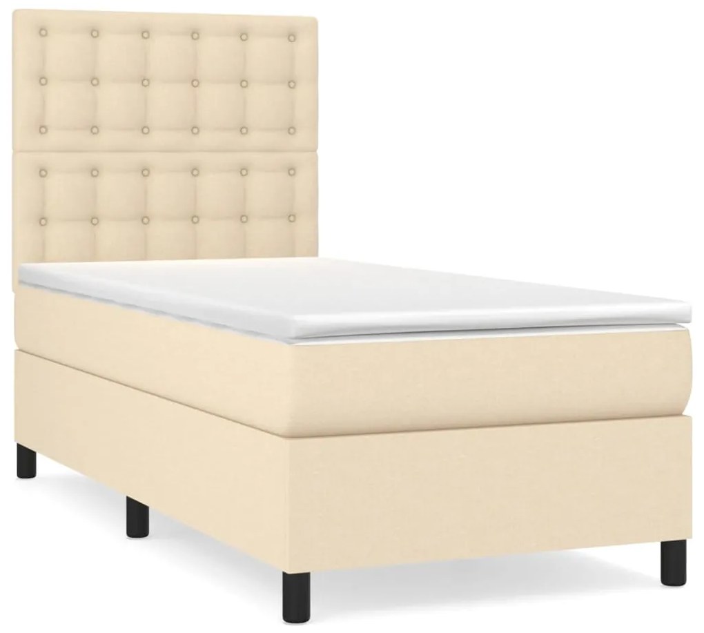 ΚΡΕΒΑΤΙ BOXSPRING ΜΕ ΣΤΡΩΜΑ ΚΡΕΜ 90X190 ΕΚ.ΥΦΑΣΜΑΤΙΝΟ 3142062