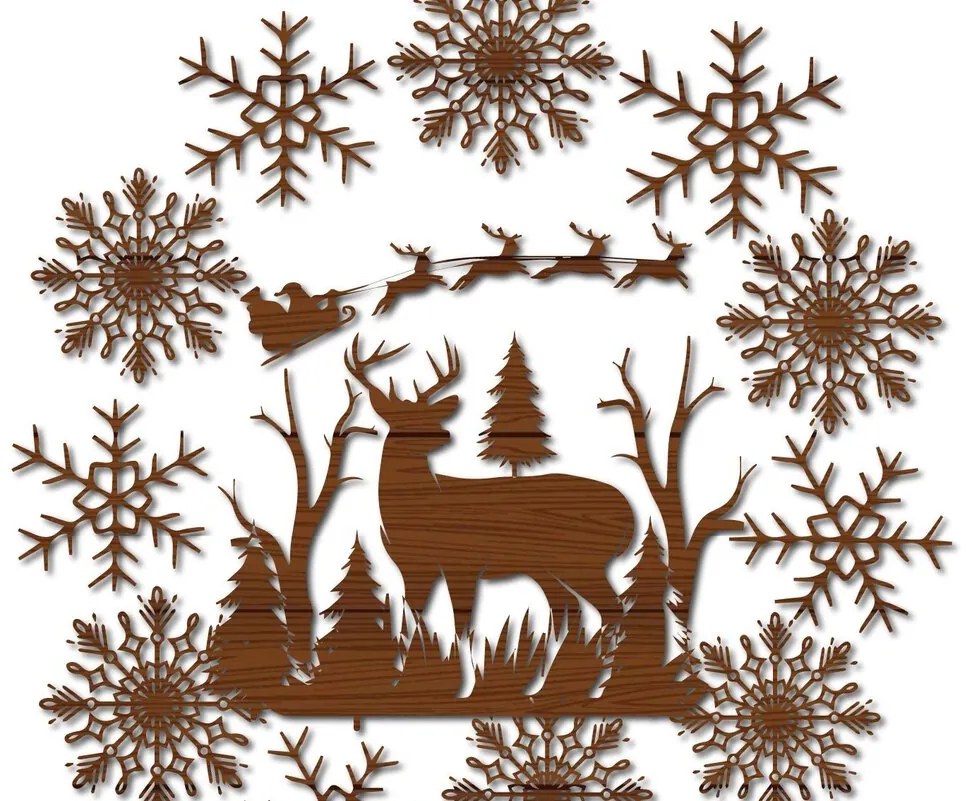 Σετ των 2 Intra απο ξύλο plywood 3mm-4mm πάχος αποκοπής στρώσης ελαφιού Χριστουγέννων Δίασταση 30x20 cm INTRAFABR-36073825