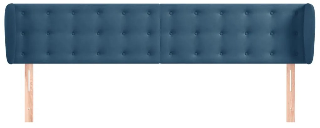 vidaXL Κεφαλάρι με Πτερύγια Σκούρο Μπλε 203x23x78/88 εκ. Βελούδινο