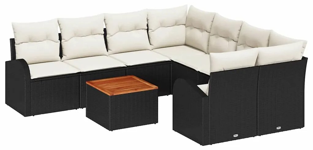 vidaXL Σετ Καναπέ Κήπου 9 pcs Μαύρος, λευκός