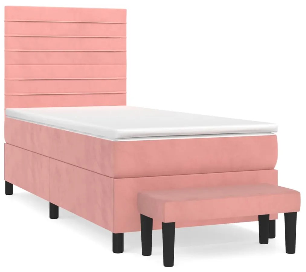 ΚΡΕΒΑΤΙ BOXSPRING ΜΕ ΣΤΡΩΜΑ ΡΟΖ 90X200 ΕΚ. ΒΕΛΟΥΔΙΝΟ 3137886