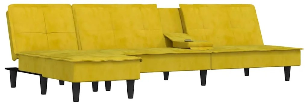 vidaXL Καναπές Κρεβάτι Γωνιακός Κίτρινος 255 x 140 x 70 εκ. Βελούδινος