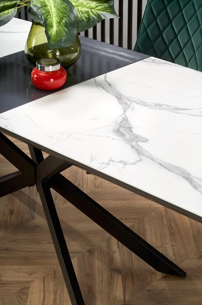 DIESEL extension table, color: top - white marble / dark grey, legs - black DIOMMI V-CH-DIESEL-ST