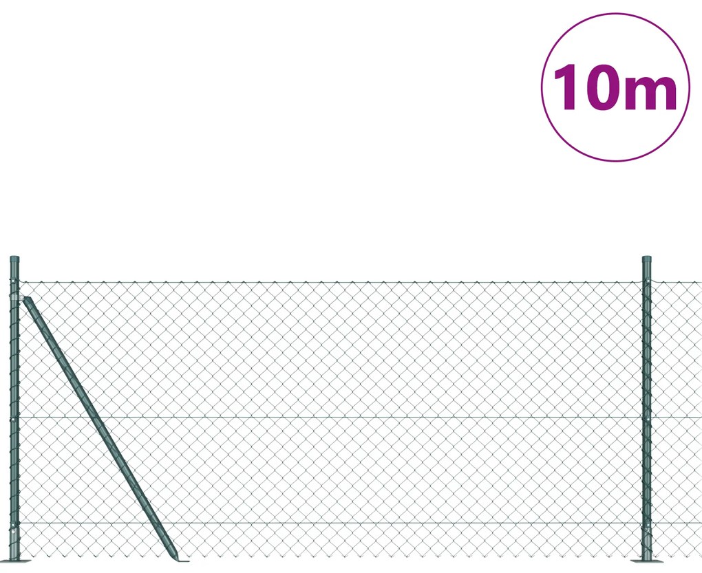 vidaXL Σετ Στύλων Φράχτη Ασημί 10 x 0.8 μ Επικαλυμμένος Χάλυβας
