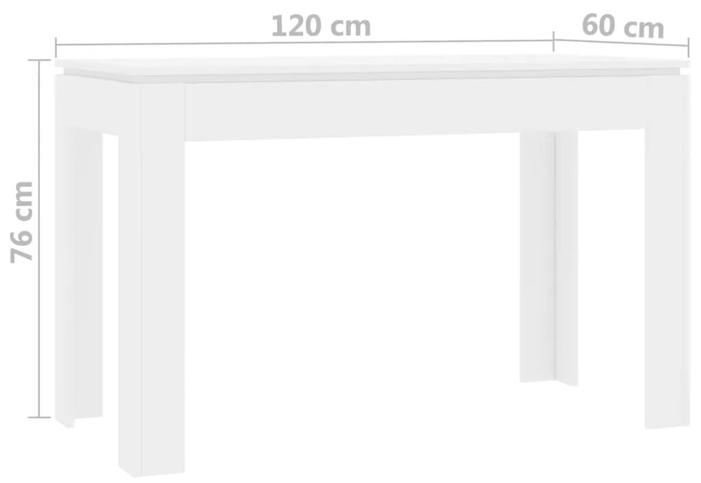 Τραπεζαρία Λευκή 120 x 60 x 76 εκ. από Επεξ. Ξύλο - Λευκό