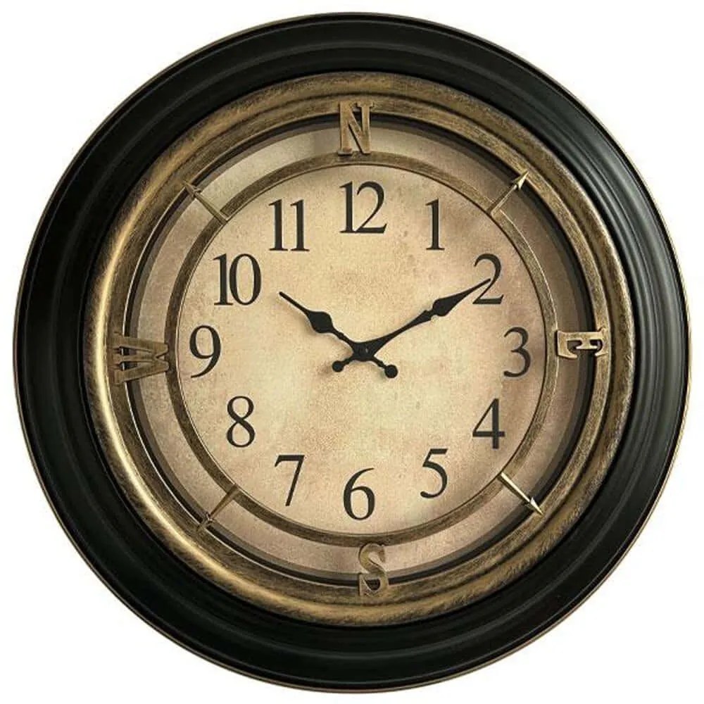 Ρολόι Τοίχου 280-125-037 60x60x5cm Black-Bronze Πλαστικό, Γυαλί