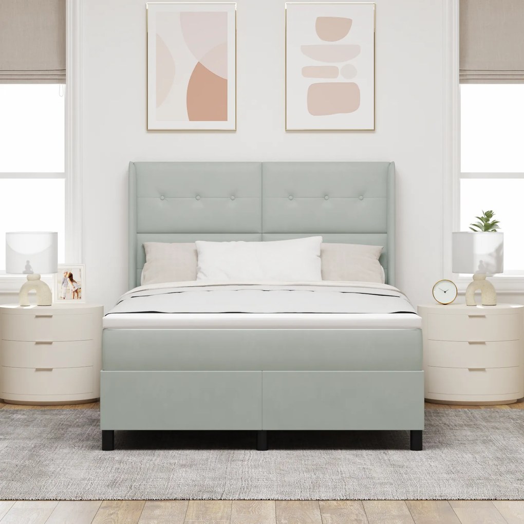 vidaXL Κρεβάτι με Στρώμα Light Grey 140x200 cm Βελούδο
