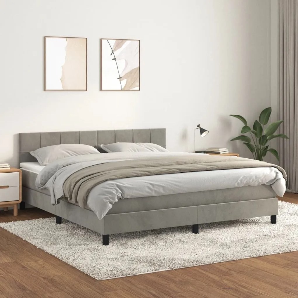 ΚΡΕΒΑΤΙ BOXSPRING ΜΕ ΣΤΡΩΜΑ ΑΝΟΙΧΤΟ ΓΚΡΙ 160X200 ΕΚ. ΒΕΛΟΥΔΙΝΟ 3141311