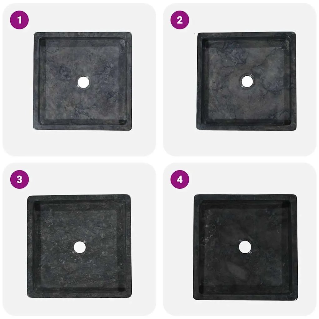 vidaXL Νιπτήρας Μαύρος 40 x 40 x 10 εκ. Μαρμάρινος