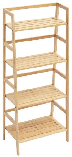VEVOR Bamboo Bookshelf 4 Tiers Bamboo Ladder Bookshelf Trapezoid Storage Rack
