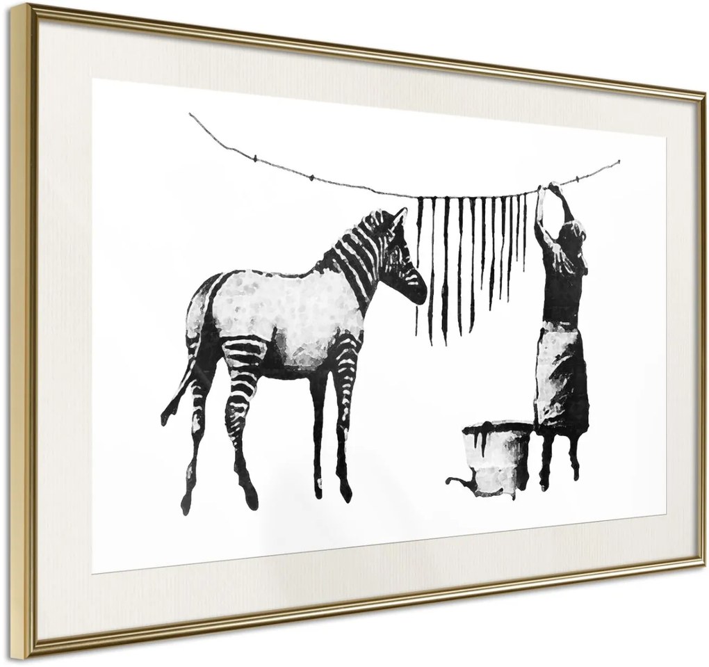 Αφίσα - Banksy: Washing Zebra Stripes - 30x20 - Χρυσό - Με πασπαρτού