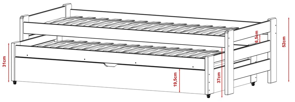 Καναπές Κρεβάτι Anis  με Συρόμενο από μασίφ ξύλο Graphite  90×200cm (Δώρο 10% Έκπτωση στα Στρώματα)