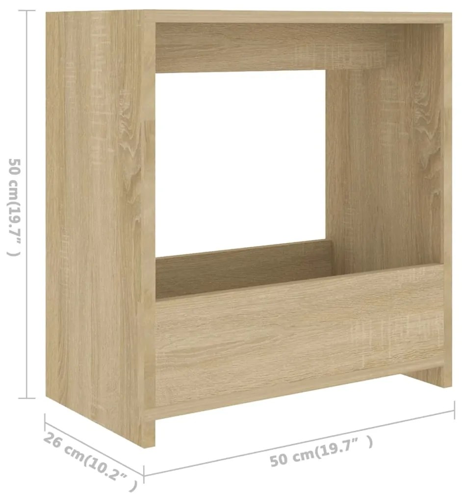 vidaXL Τραπέζι Βοηθητικό Sonoma Δρυς 50 x 26 x 50 εκ. από Επεξ. Ξύλο