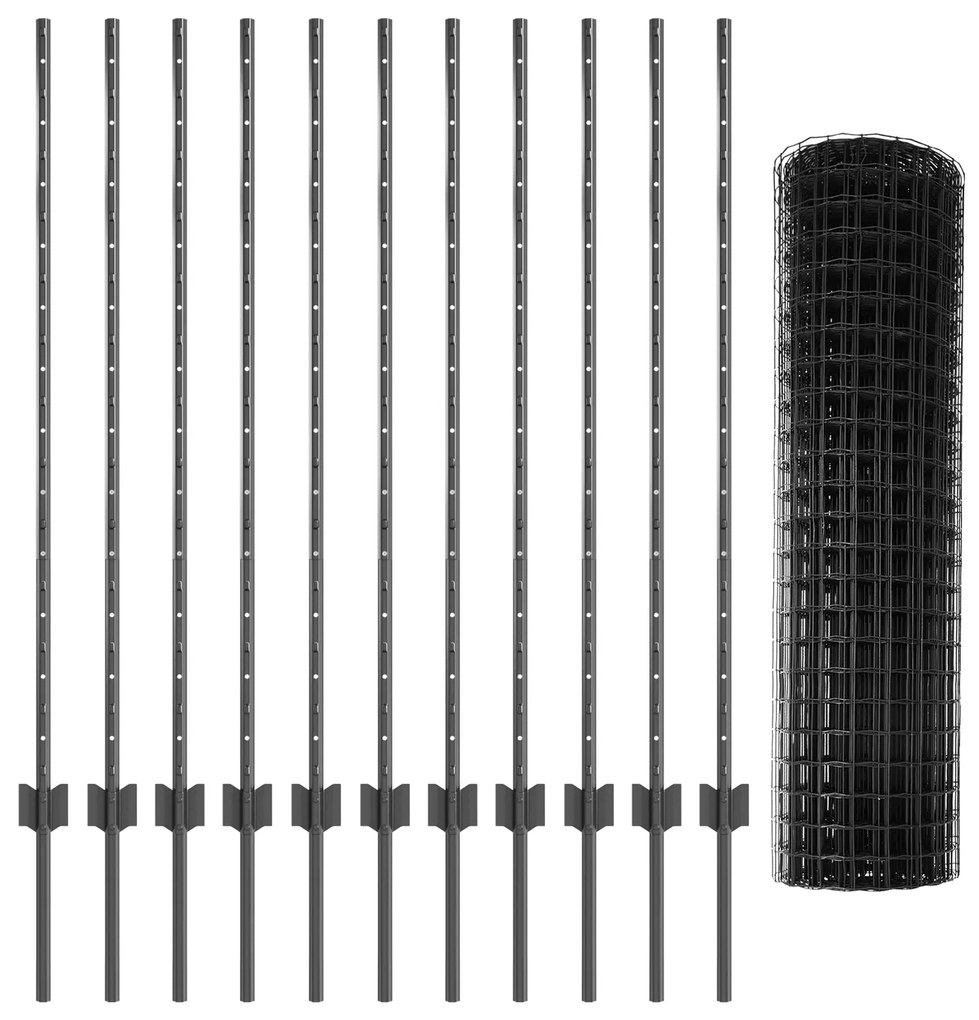 vidaXL Euro Fence με 22 U Posts Γκρι 1.2x25 μ Ατσάλι