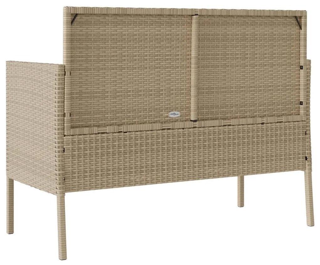 vidaXL Πάγκος Κήπου Μπεζ από Συνθετικό Ρατάν με Μαξιλάρια