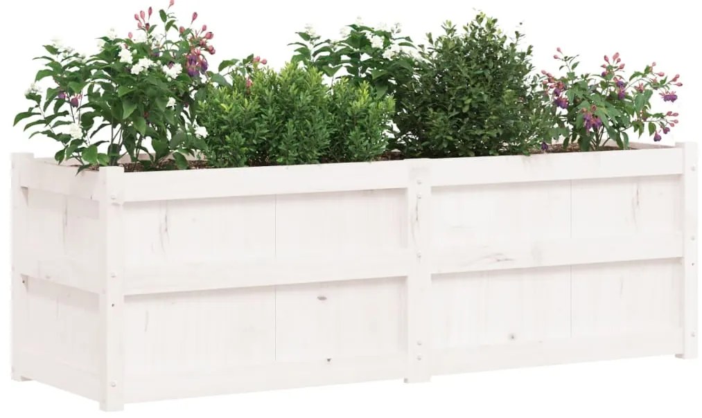 vidaXL Ζαρντινιέρα Λευκή 150 x 50 x 50 εκ. από Μασίφ Ξύλο Πεύκου