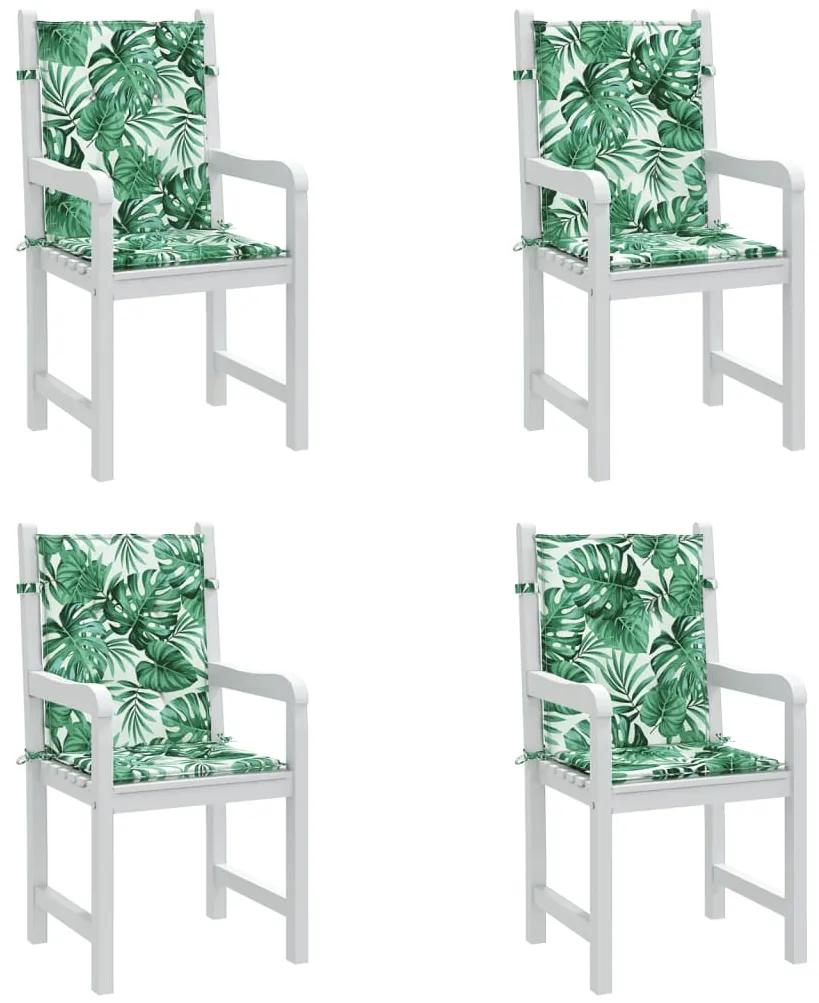 vidaXL Μαξιλάρια Καρέκλας με Πλάτη 4 τεμ. Σχέδιο με Φύλλα Υφασμάτινα