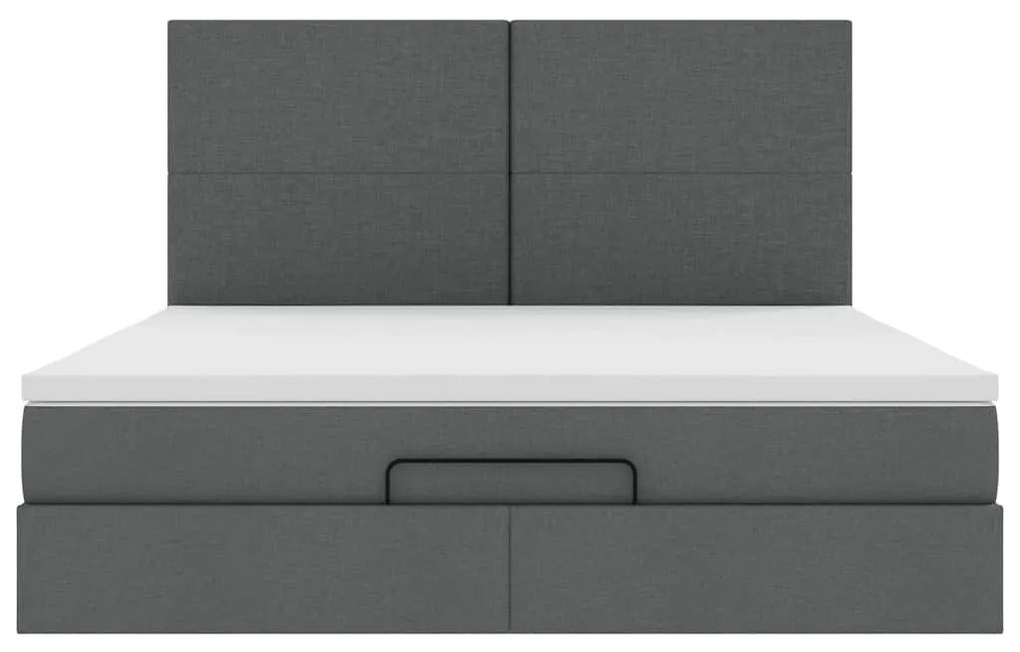vidaXL Οθωμανικό κρεβάτι με στρώμα σκούρο γκρι 180x200cm ύφασμα