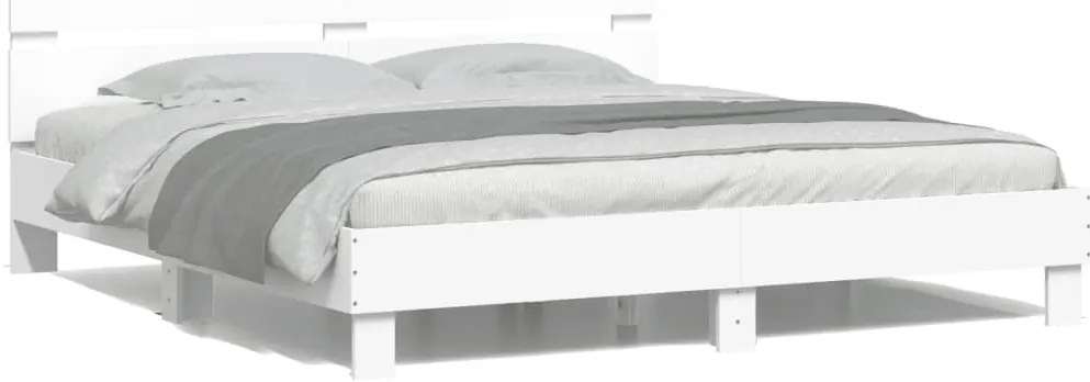 vidaXL Πλαίσιο Κρεβατιού με Κεφαλάρι/LED Λευκό 180x200 εκ