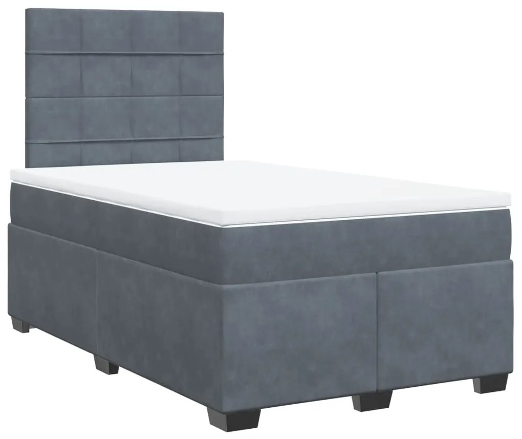 vidaXL Κρεβάτι Boxspring με Στρώμα Σκούρο Γκρι 120x190 εκ. Βελούδινο