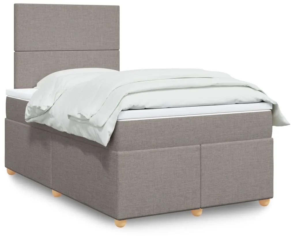 Κρεβάτι Boxspring με Στρώμα Taupe 120x200 εκ. Υφασμάτινο