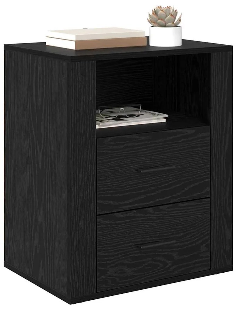 vidaXL Κομοδίνο Μαύρη δρυς 50 x 36 x 60 εκ Επεξεργασμένο ξύλο