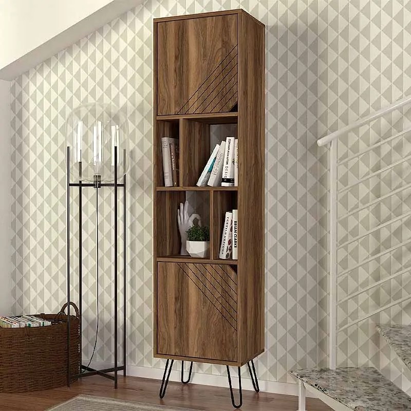Βιβλιοθήκη μελαμίνης Norma Megapap χρώμα καρυδί 45x35x184εκ.-GP042-0109,1