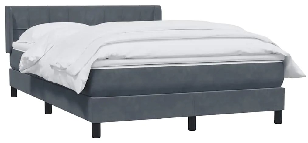 vidaXL Κρεβάτι Boxspring με Στρώμα Σκούρο Γκρι 160x210 εκ. Βελούδινο