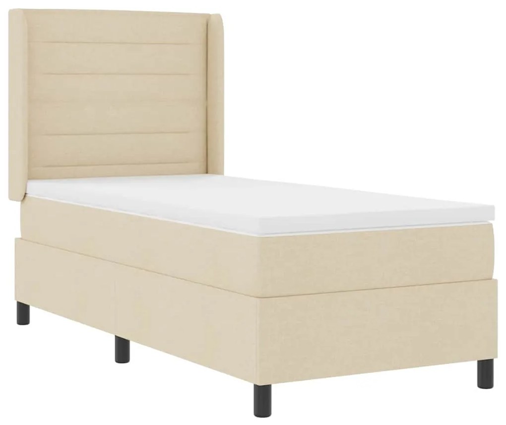 vidaXL Κρεβάτι με ελατήρια με στρώμα Κρεμ 100 x 200 cm ύφασμα