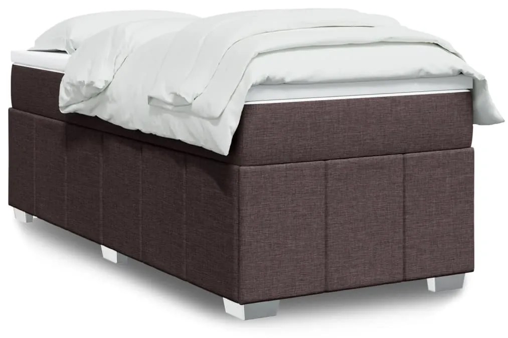 vidaXL Κρεβάτι Boxspring με Στρώμα Σκούρο Καφέ 90x200 εκ. Υφασμάτινο