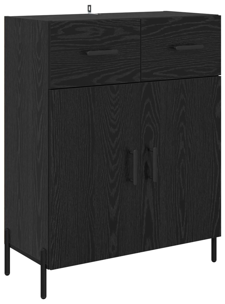 vidaXL Highboard Μαύρη δρυς 69,5 x 34 x 180 εκ. Επεξεργασμένο ξύλο