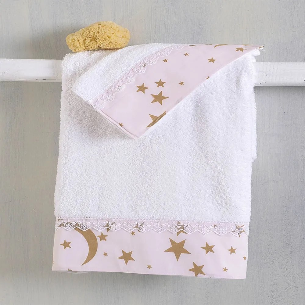 Πετσέτες Παιδικές Moonlight (Σετ 2τμχ) Pink Ρυθμός Towels Set 70x140cm 100% Βαμβάκι