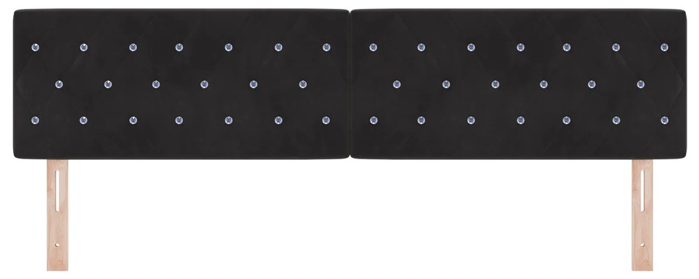 vidaXL LED Κεφαλάρι με Κρύσταλλο Ταφταρισμένο Μαύρο 90 εκ Βελούδο