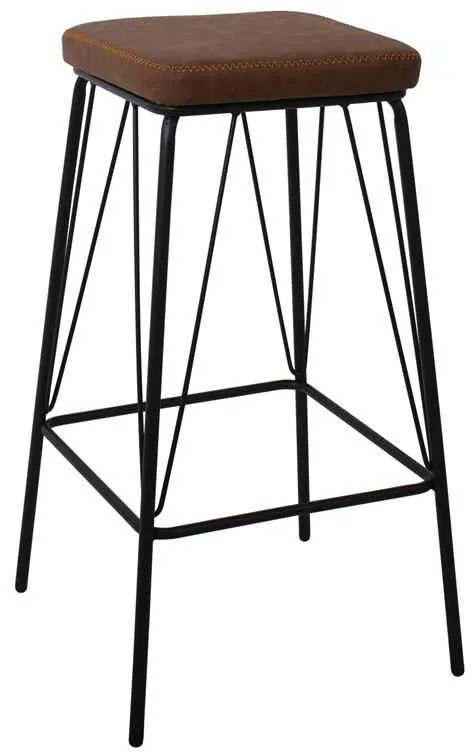 Σκαμπώ BAR PANTON Μεταλικό Μαύρο/Pu Brown 43x43x76cm (Σετ 2 ΤΕΜ)