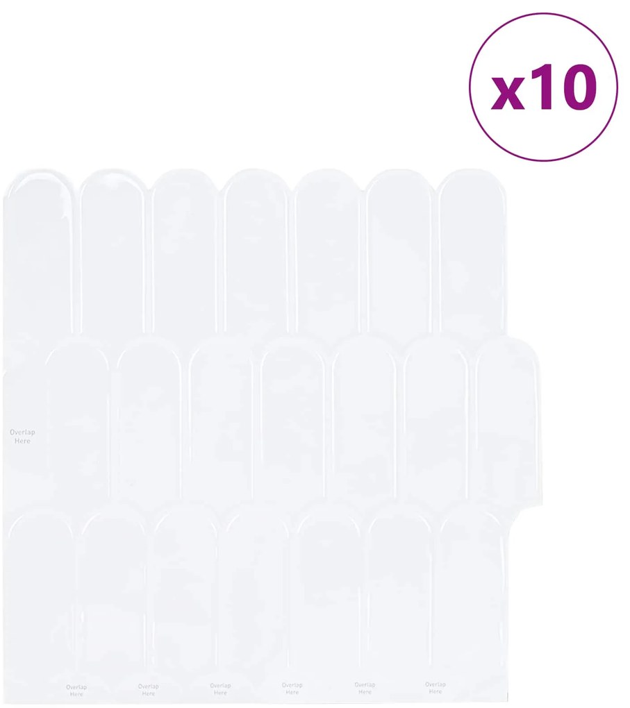 vidaXL Διακοσμητικά Αυτοκόλλητα 10 pcs Λευκό 30 x 30 x 0,8 εκ