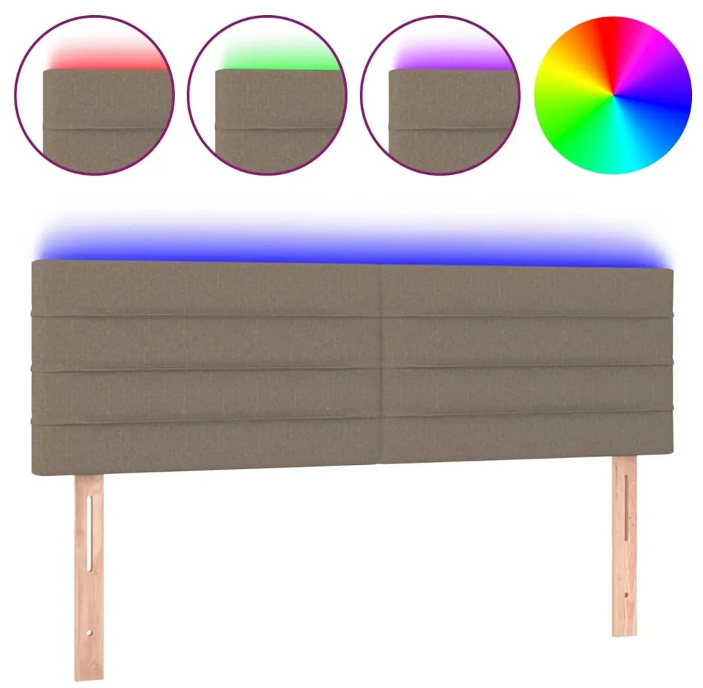 Κεφαλάρι Κρεβατιού LED Taupe 144x5x78/88 εκ. Υφασμάτινο 3121754