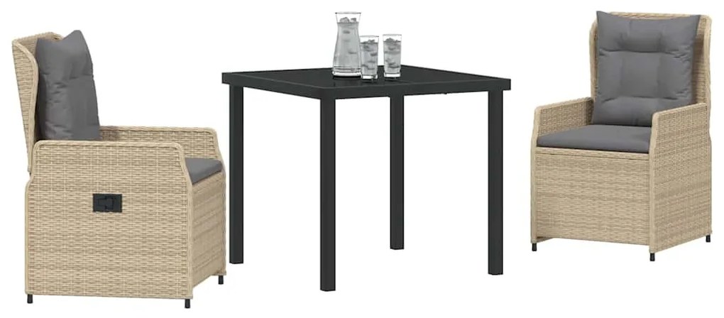 vidaXL Σέτ φαγητού για κήπο 3 pcs Μπέζ και Ανοιχτό Γκρι