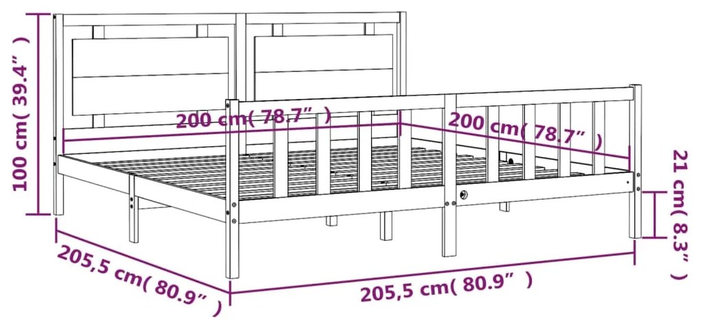 Σκελετός Κρεβ. Χωρίς Στρώμα Λευκό 200x200 εκ Μασίφ Πεύκο - Λευκό