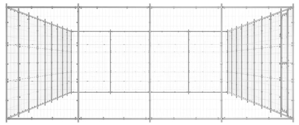 Κλουβί Σκύλου Εξωτερικού Χώρου 43,56 μ² από Γαλβανισμένο Χάλυβα - Ασήμι