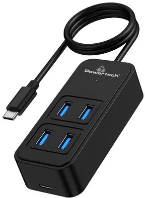 POWERTECH USB 3.2 hub PTR-0156 4x θυρών, 5Gbps, USB-C σύνδεση, 1m, μαύρο