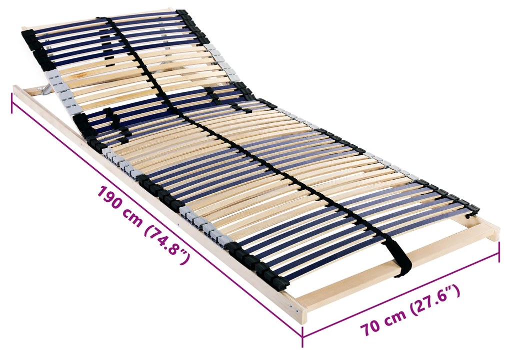 vidaXL Βάση κρεβατιού με λάμες Καφέ 70 x 190 cm Ξύλο και Μέταλλο