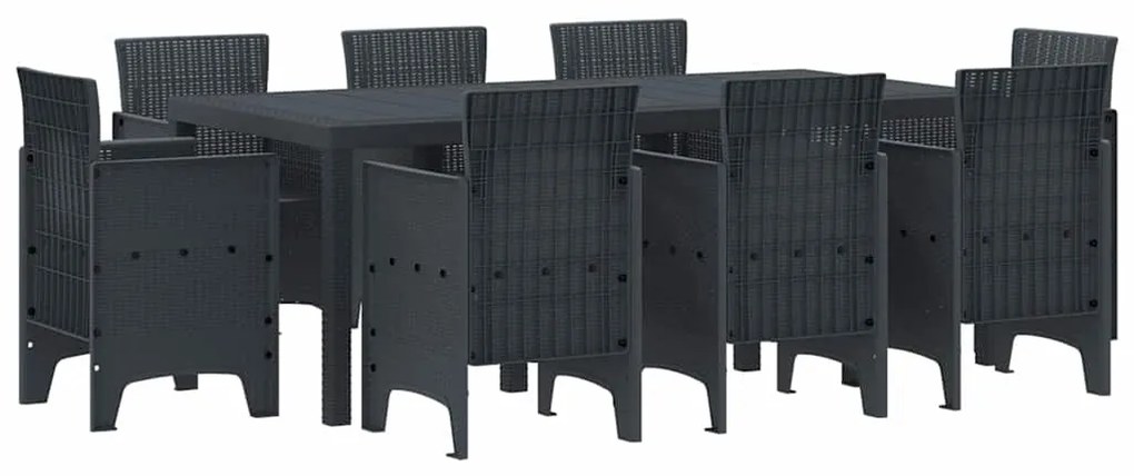 vidaXL Σέτ φαγητού για κήπο 9 pcs Ανθρακί Rattan Polt