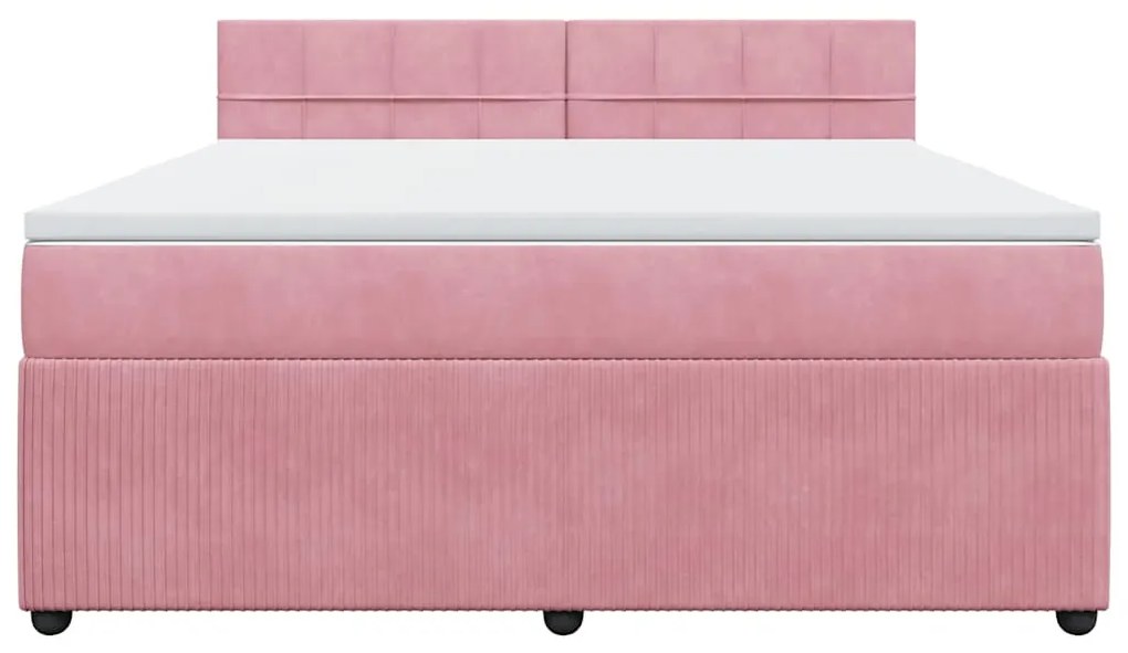 vidaXL Κρεβάτι Boxspring με Στρώμα Ροζ 180x200 εκ. Βελούδινο