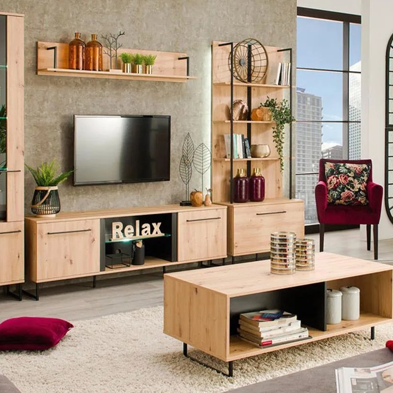 Ραφιέρα Sardinia POP Artisan Oak - Μαύρο 85x42x191.5 εκ. 85x42x191.5 εκ.