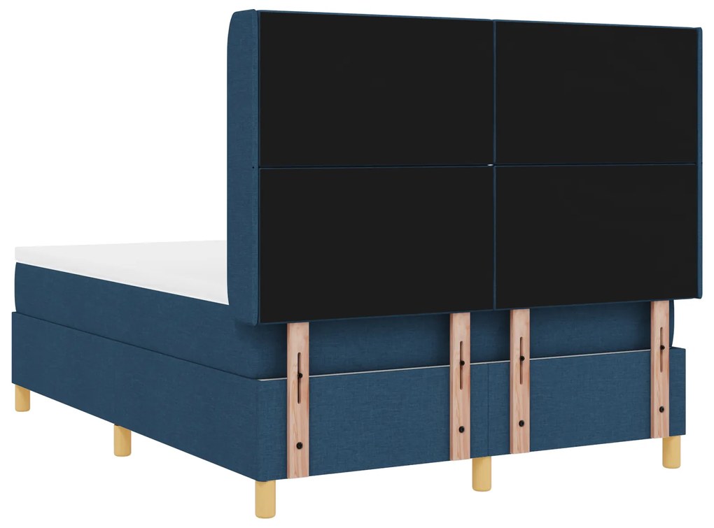vidaXL Κρεβάτι Box Spring με Στρώμα - Μπλε, 140x200 εκ., Υφάσμα