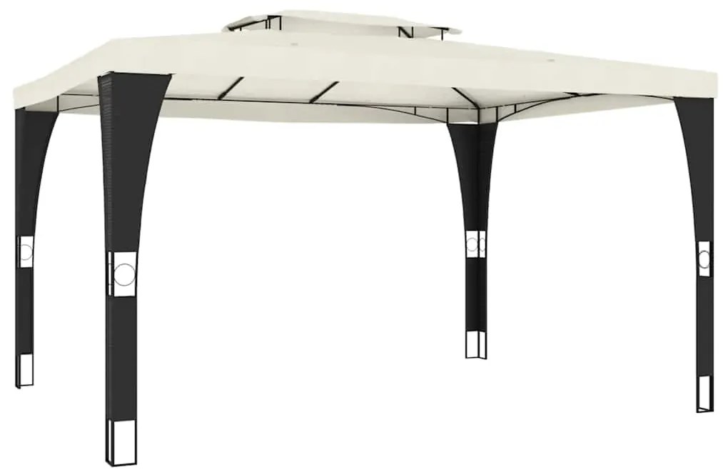vidaXL Κιόσκι με Διπλή Οροφή Κρεμ 3,98x2,98 μ. Ατσάλινο