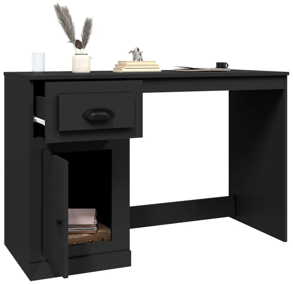 vidaXL Γραφείο με Συρτάρι Μαύρο 115x50x75 εκ. Επεξεργασμένο Ξύλο