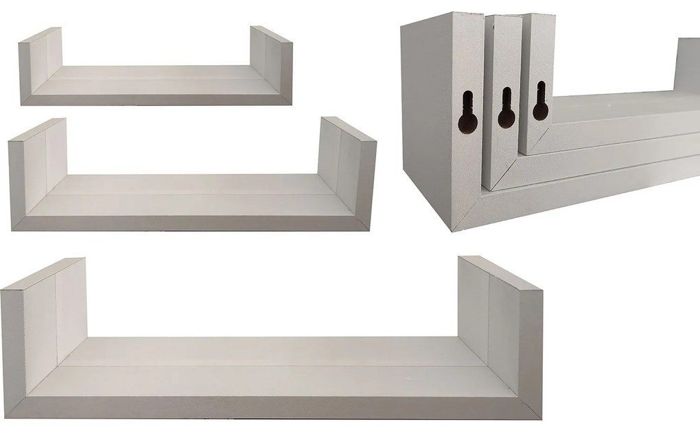 Ράφια Τοίχου Λευκό MDF 42x20x10cm 3Τμχ