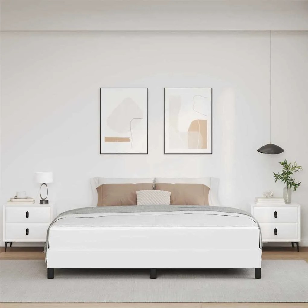 vidaXL Κρεβάτι Άλλο Καθαρό Λευκό 180 x 200 cm Τεχνητό δέρμα